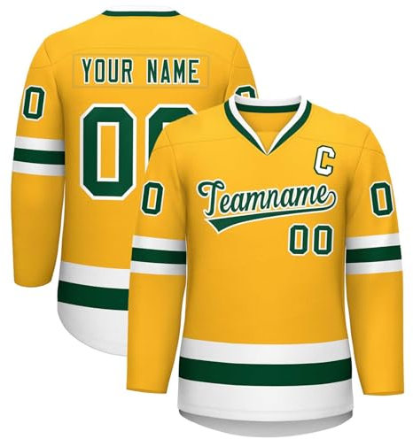 Eishockey-Trikot Personalisierbar Hockey Trikots mit Ihrem Namen/Team/Nummer/Logo Bekleidung für Hockey-Fans Custom Hockey Jersey Eishockey Trikot Sports Uniform Atmungsaktiv Shirt,Yellow