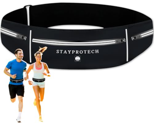 STAYPROTECH Running Belt, Slim Phone Holder for Running Belt Men & Women. | Upgraded Design Multiple Pockets Running Belt, Lightweight & Sweatproof Running Phone Holder Durable Belt Bag.