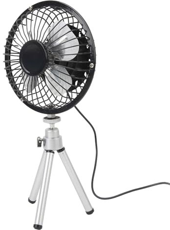 Ghzste Ventilatore portatile USB da tavolo, funzionamento silenzioso in acciaio inox, per casa, ufficio, campeggio, con imbottitura in silicone