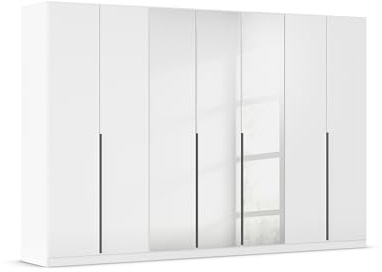 Rauch Möbel Alabama, Kleiderschrank, Hochglanz Weiß/Weiß, Breite 315 cm | Schrank, 7-türig, Spiegel, 3 Schubladen, Zubehör Classic, für Schlafzimmer, Kinderzimmer, Ankleidezimmer, Garderobe, Flur