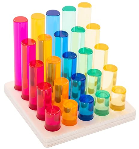 tickit Graduated Gem Columns Play Set with Wooden Storage Tray, 25 Pieces | tickit Graduated Gem Columns Play Set with Wooden Storage Tray supports creative construction and fine motor development.