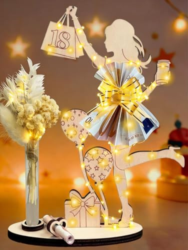 owlfun 18. Geburtstag Mädchen Deko,Geldgeschenk 18 Geburtstag Mädchen | Geschenke Zum 18Geburtstag,LED Personalisierte Geschenke Holz Schild Gästebuch