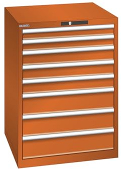 kaiserkraft | ESD-Schubladenschrank | BxTxH 717 x 725 x 1000 mm | 8 Schubladen | 75/100/150 mm | Traglast 75 kg | orange
