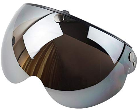 Maqulae Visiera Universale per Casco a 3 Scatti, Visiera per Caschi da Moto retrò, Mezza Faccia con Protezione Solare Antivento per Casco da Moto (argento)