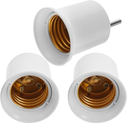 FENICAL 3 Stück E27/e26 Lampenfassung Adapter mit Eu Stecker aus Abs und Kupferkontakt Einfache Handhabung Geeignet für LED und Glühlampen für Wand und Wegbeleuchtung