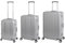 Travelhouse London 3er Koffer Set | Trolleys mit 4 Rollen | Polycarbonat Hartschale | Aluminium-Rahmen | Handgepäck Koffer + Reisekoffer M + L | Silber