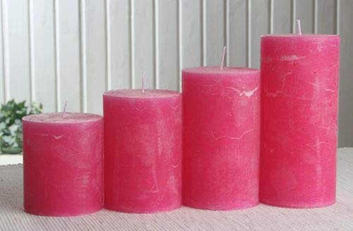 CandleCorner Rustik-Kerzen Adventskerzen-Set, groß, 7 cm Ø, pink, unparfümiert