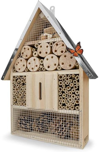 WILDLIFE FRIEND Großes Insektenhotel 39 x 23 cm – Naturbelassen und Wetterfest, Insektenhaus aus Naturholz für Bienen, Marienkäfer, Florfliegen & Schmetterlinge, Bienenhotel & Nisthilfe zum Aufhängen