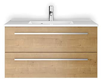 Sieper I Waschtischunterschrank 90 x 50 cm mit Waschtisch, Libato Badezimmermöbel, Badezimmerunterschrank I Eiche Natur