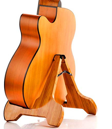 Miwayer Gitarrenständer Real Bambus A-Frame Folding, mit weichem Lederschutz, sicherer rutschfester tragbarer Saiteninstrumentenständer, für akustische, klassische, elektrische Gitarre, Bass