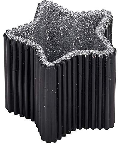 Teelicht-Halter Weihnachtsdeko Silber und schwarz Stern Fenster-Deko Weihnachten Glas Deko Tisch-Dekoration Kerzenhalter Teelichter Weihnachtsbeleuchtung