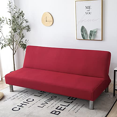 Hiseng Sofabezug 3 Sitzer Ohne Armlehne, Moderner Druck Clic Clac Sofahusse Stretch Schutzhülle Protector Bettcouch Schonbezug Couch überzug Sofabettüberzug (rot,150-190cm)