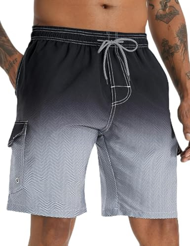 APTRO Maillot Short de Bain Homme Piscine Séchage Rapide Surf l'été Hawaïen Short de Plage Imprimé Pente de Charge Noire S181 S