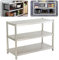 NeNchengLi Mesa de cocina de acero inoxidable con 3 estantes, 80 x 80 x 40 cm