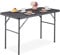 Relaxdays Gartentisch, Holzoptik, eckig, HxBxT: 74 x 118 x 60 cm, Kunststoff, Metall, klappbarer Terrassentisch, grau