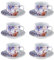 Villa Altachiara Set 6 Tazze da Caffè in Porcellana con Piattini, 80 ml, Decorazione Botanica Multicolor, Ideale per Occasioni Speciali e Uso Quotidiano, Linea Peonia