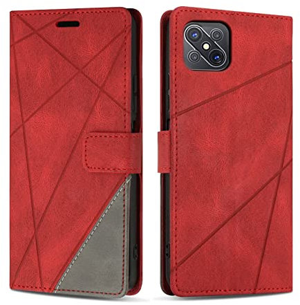 SONWO Hülle für Oppo Reno 4Z 5G, Premium PU Leder Handyhülle Flip Case Wallet Silikon Schutzhülle Klapphülle für Oppo Reno 4Z 5G, Rot