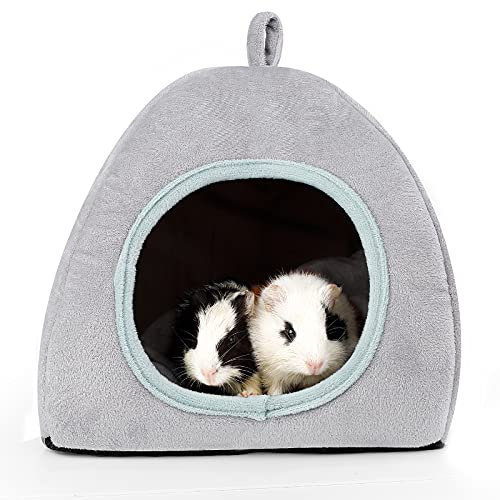 ONEJU Meerschweinchen Haus, Meerschweinchen Bett, Kaninchenbett, Kaninchen Haus, ideales Zubehoer für kleine Haustiere, Zelt Form, Grau