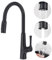 Aktines Grifo de Cocina 3 Vías con Ducha Extraíble, Grifo de Fregadero Monomando, 2 en 1 Grifo de Cocina para Purificador de Filtro de Agua y Sistemas de Ósmosis Acero Inoxidable negro