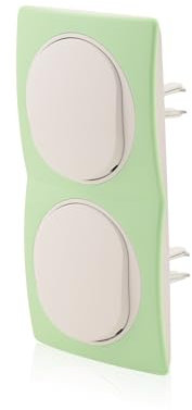 Intratec Nobilis Lot de 2 interrupteurs muraux marche/arrêt ABS 10AX 250 V Vert Ø 60 mm & 2 cadres verticaux 80 x 151 mm