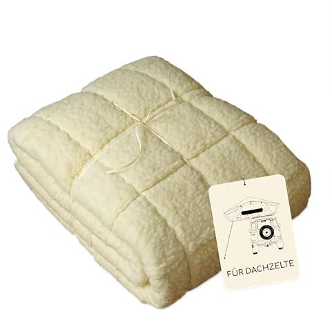 TILLHÅLL Dachzelt Matratzen Topper | Weiches Unterbett für Dachzelte mit Lammflor & Schurwolle | Matratzen-Schoner mit 4 Eckgummis | Dachzelt Matratzen-Auflage 140x240 cm & 160x240 cm