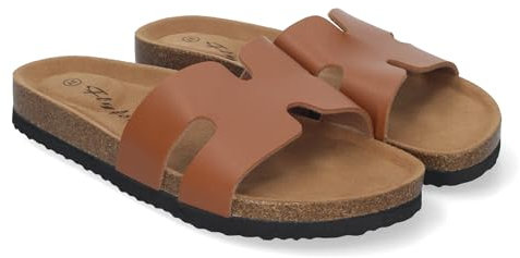 84838 Sandalia Planas para Mujer con Piso Bio, Comodas y Elegantes con Detalles en la Pala, Planta Anatomica, Ideales para Primavera Verano Taupe Talla 36