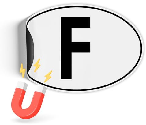 Finest Folia Länderkennzeichen Magnetfolie UV-Druck nach DIN Norm 17,5x11,5cm Kennzeichen Magnet Schild für Auto LKW Wohnmobil Bus wetterfest magnetisch RV005 (11 Frankreich, Magnetfolie)