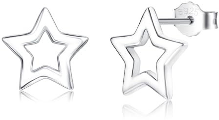 Glintara Damen Silber 925 Ohrstecker, 925 Sterling Silber Stern Ohrstecker, Hypoallergene Ohrringe Silber 925 Stecker, Knorpel Schlafen Ohrringe, Süße Ohrschmuck Geschenk für Freundin Mutter Mädchen
