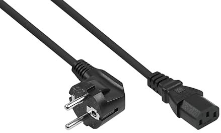 kabelmeister Netzkabel Schutzkontakt-Stecker Typ E+F (CEE 7/7, gewinkelt) an Kaltgeräte-Buchse C13, schwarz, 1,8 m