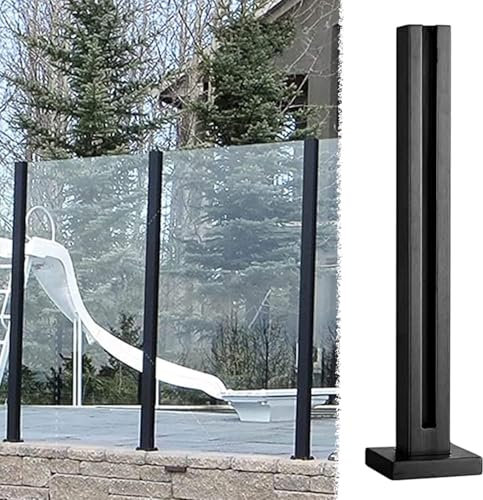 Postes de barandilla Abrazaderas para Postes de barandilla de Vidrio Negro, Poste de barandilla de barandilla de Vidrio Cuadrado Resistente a Altas temperaturas, Kit de Cerca de pasamanos pa