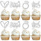 Xsstarmi 24 Pack We're Engaged Cupcake Toppers Diamond Ring Glitter Love Sweet Heart She Said Yes Cupcake Picks Decoration for Wedding Engagement Bridal Shower Party Cake Decorations Supplies Silver