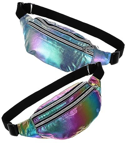 Holibanna 2stücke Teiliges Fanny Pack Im Modischen Design Verstellbare Gürteltasche Für Männer Und Frauen Für Festivals Reisen Und Alltag Holografisches Crossbody-Design Praktisch Für