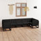 7-TLG. Garten-Lounge-Set mit Kissen Schwarz Massivholz Kiefer,Stylische Eckcouch aus Massivholz perfekt für Garten, Terrasse und Balkon Gartenmöbel