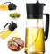 ETONSUNNY Dispensador y Pulverizador de Aceite 2 en 1, Botella de Aceite de Vidrio Transparente de 470 ml Para Cocinar, Vaporizador Acerte Para Cocinar, Ensaladas, Freír(Negro)