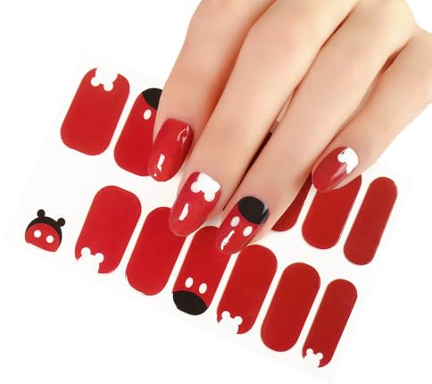 Nail Stickers, Cartoon Pattern Nail Stickers, Feminine Fresh and Cute Style (Red Bear)