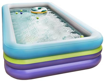 Aufblasbarer Swimmingpool for Kinder und Erwachsene, rechteckiger Lounge-Pool, übergroße, verdickte aufblasbare Familienpools for die Wasserparty im Garten im Innen- und Außenbereich(Purple,3m)