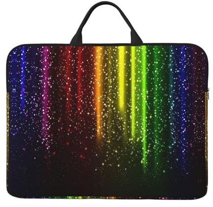 Rainbow Neon Printed 14in Laptop Case Sleeve Bag â€“ Portable Handle & Zipper â€“ Ideal for Travel, Business & Office Use