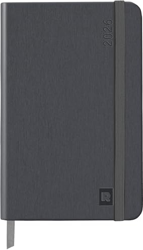 Rhodia 194714C - Webplanner Taschenkalender 2026, DIN A6 10x15 cm, 80 Blatt elfenbein 90g, horizontales Kalenderraster, Titan Hellgrau, 1 Stück