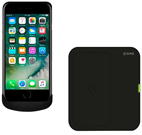 ZENS Qi Wireless Bundle für Apple iPhone 7-schwarz (Charging Case, Qi-Ladestation, MFI zertifiziert, Stilvolles Design)-ZEI704B/00