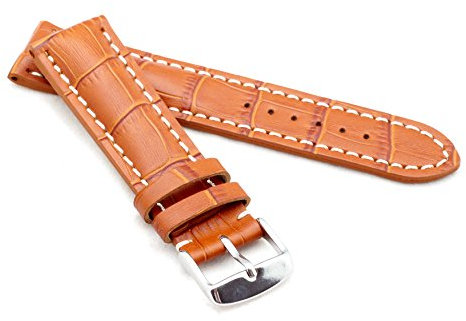 Bob Herren Alligator Style Uhrenarmband Modell Chrono 18 mm Hellbraun