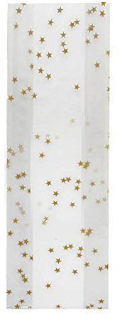 Stollenbeutel PP Motiv: GOLDENE STERNE 20 + 7 x 48 cm (50 Stück)