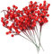 lulalula Künstliche Beeren Fake Mini Holly Berries Simulation Dekorative Früchte, Pflanzen Blumenstrauß Hochzeit Party Favor rot, 10Pcs, 26 cm
