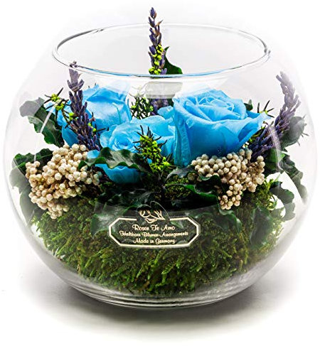 Rosen-Te-Amo | Infinity Rosen | konservierte ewige Rosen | Lavendel-DUFT |handgefertigt Deko-Foliage | Premium Blumen-Arrangement || Geschenk für Frauen Mama Freundin Oma