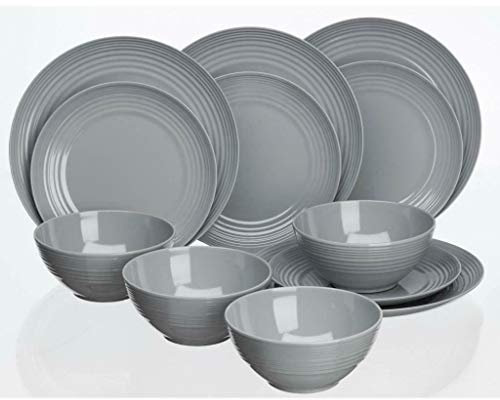Flamefield Non-Slip Melamin Geschirr-Set 12-TLG. Grau