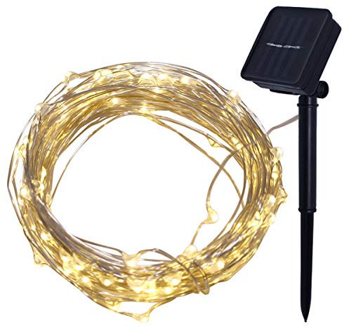 Kylewo 4M 40 LEDs Solar Lichterkette Kupferdraht, 8 Modi IP43 wasserdichte, Kupferdraht Lichterkette Garten Weihnachten Hochzeit Party