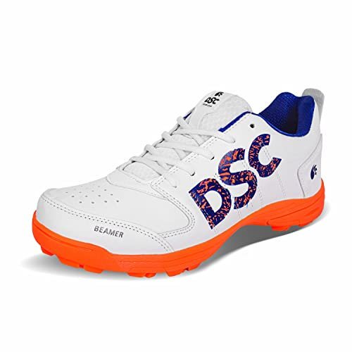 DSC Herren Beamer Cricket Shoes | for Boys and Men | Light Weight | Durable, Fluro Orange White, 40 EU