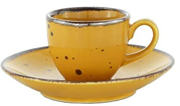 Weissestal Tazzina caffè Porcellana Cottage Gialla Set 6 Pezzi con Piattino