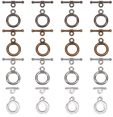 SUPERFINDINGS 120 Sets 4 Farben CCB Kunststoff Knebelverschlüsse Schmuck Crafting Knebelverschluss Runde Form Knebelverschlüsse Für Armband Halskette Schmuckherstellung DIY Anfänger