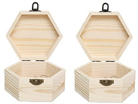 duoyif Holztruhe 2Pcs Holzbox Kleine Unvollendete Holzkiste Mit Deckel, Holz Schmuckbox Schatztruhe, Mini Holz Geschenkboxen Für Weihnachten Ostern Geburtstage Hochzeiten Partys, 13x13x7cm