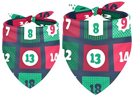 2 Stück Hundehalstuch Adventskalender Mädchen Junge Lätzchen Hundeschal Halstuch Zubehör für Kleine Mittlere Große Hunde Welpen Katze Haustier